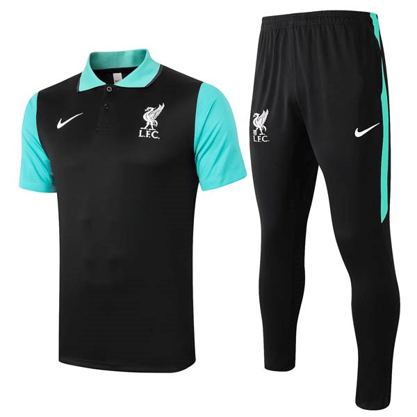 Polo Liverpool Conjunto Completo 2020-2021 Negro Verde